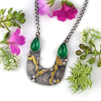 Emergence of Life - Green Onyx Sterling Silver Necklace
