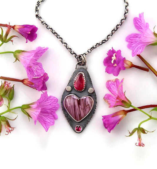 A Softer Heart - Sapphire, Tourmaline and Rosarita Sterling Silver Necklace