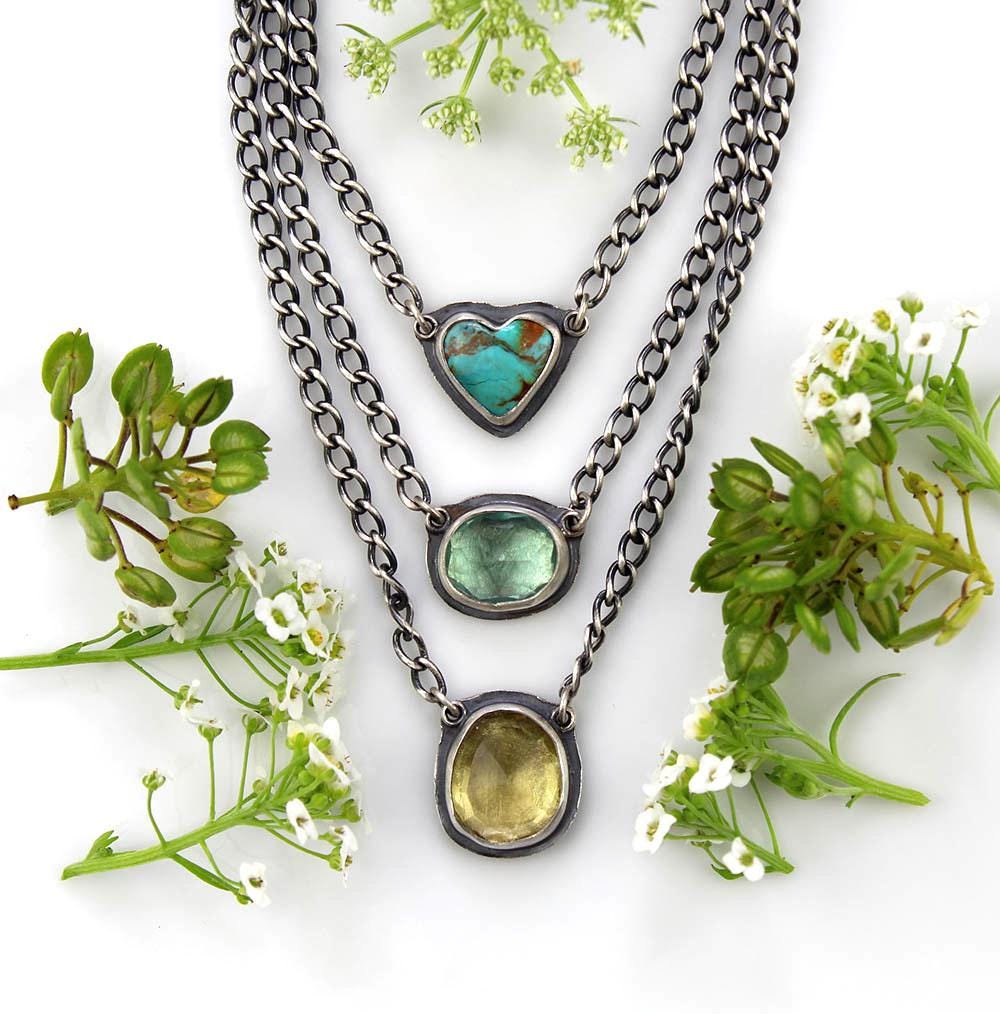 Universal Life - Turquoise, Fluorite, and Lemon Quartz Sterling Silver Necklace