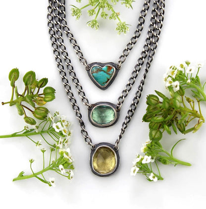 Universal Life - Turquoise, Fluorite, and Lemon Quartz Sterling Silver Necklace