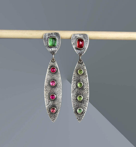 Memory of the Blooms - Tourmaline Sterling Silver Earrings