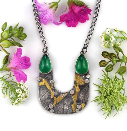 Emergence of Life - Green Onyx Sterling Silver Necklace