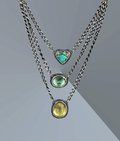 Universal Life - Turquoise, Fluorite, and Lemon Quartz Sterling Silver Necklace