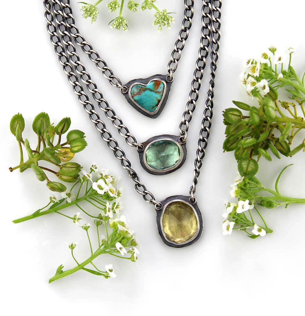 Universal Life - Turquoise, Fluorite, and Lemon Quartz Sterling Silver Necklace