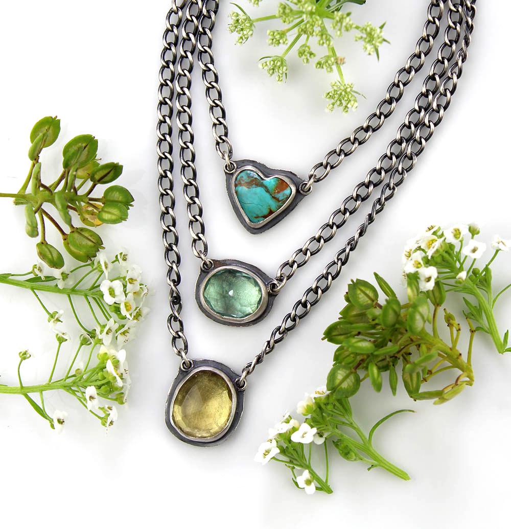 Universal Life - Turquoise, Fluorite, and Lemon Quartz Sterling Silver Necklace