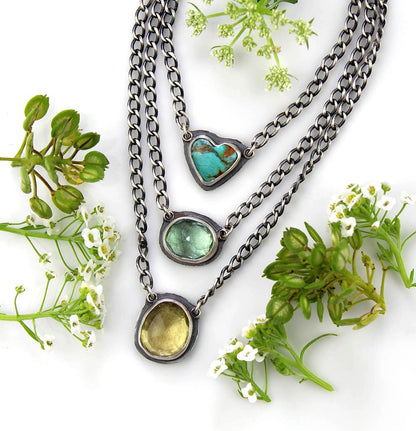 Universal Life - Turquoise, Fluorite, and Lemon Quartz Sterling Silver Necklace