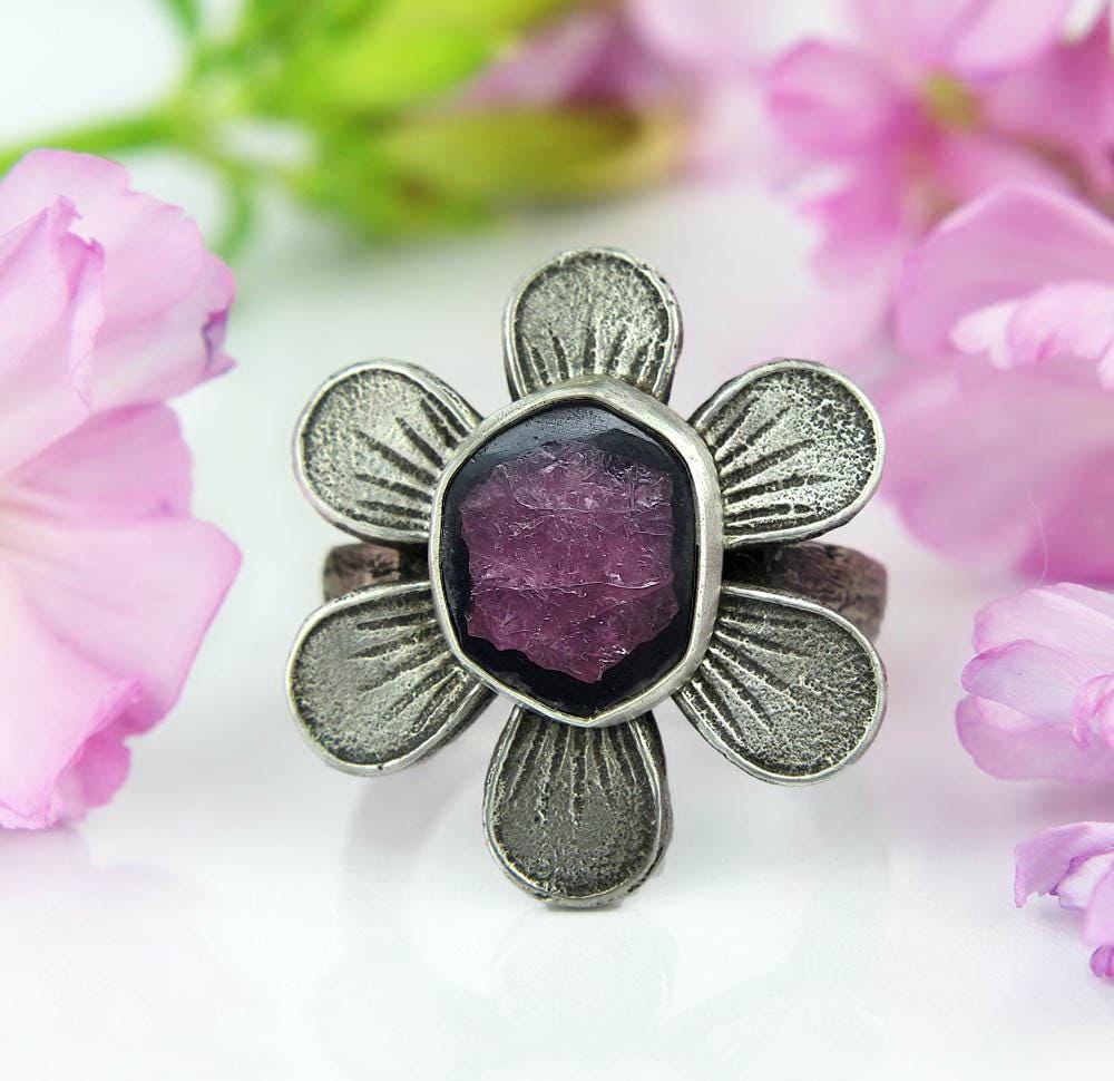 Magic Heart - Ruby Trapiche Sterling Silver Ring