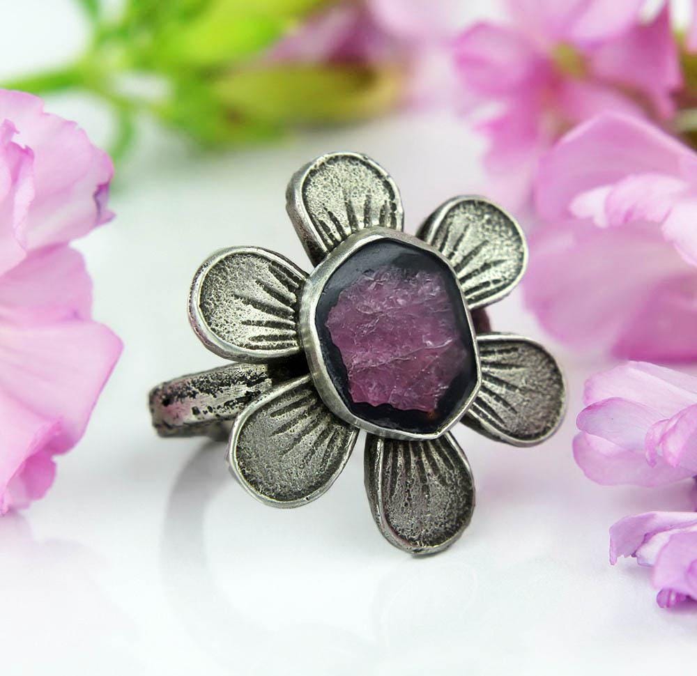 Magic Heart - Ruby Trapiche Sterling Silver Ring