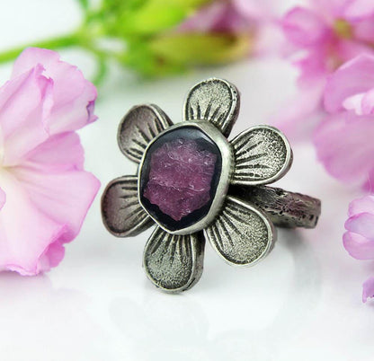 Magic Heart - Ruby Trapiche Sterling Silver Ring