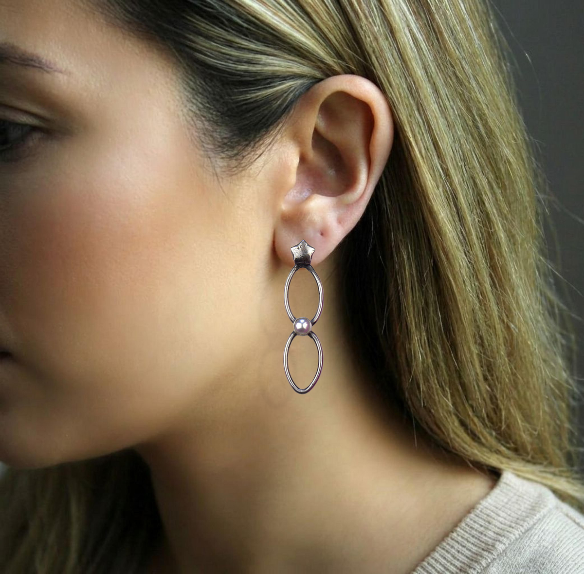 MADE TO ORDER :: A Dark and Starry Night - Freshwater Pearl Sterling Silver Earrings