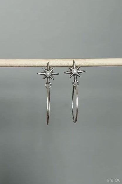 Bliss Among the Stars - Freshwater Pearl Sterling Silver Hoop Earrings
