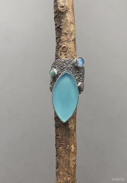Life from the Sky - Chalcedony Sterling Silver Ring