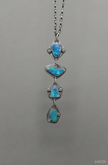 Beneath the Aurora - Australian Opal Sterling Silver Necklace