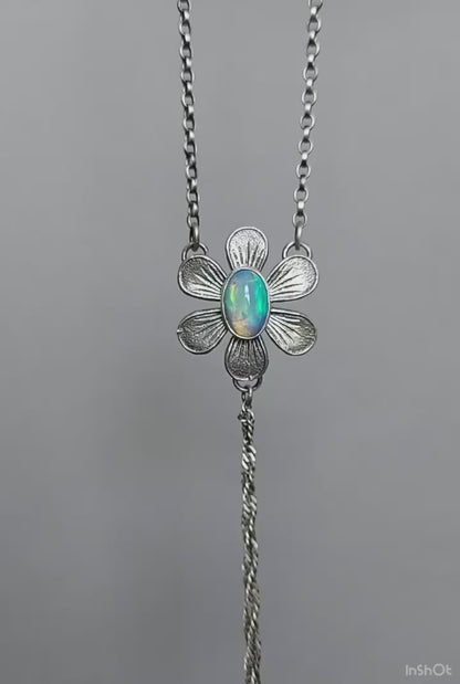 The Starflower - Ethiopian Opal Sterling Silver Necklace
