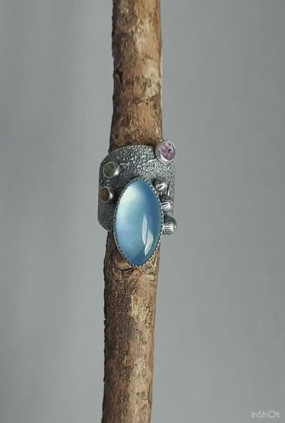 Life from the Sky - Aquamarine Sterling Silver Ring