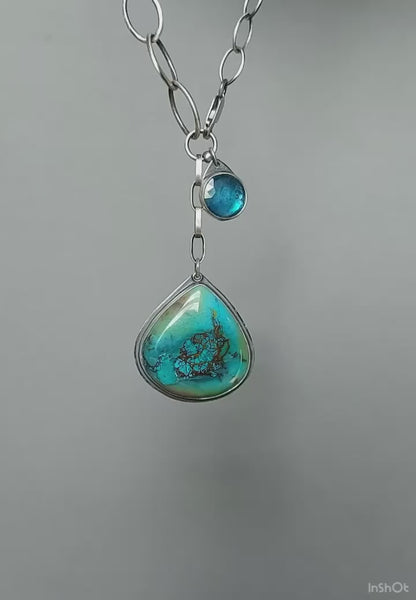 The Parting Seas - Shattuckite and Kyanite Sterling Silver Necklace