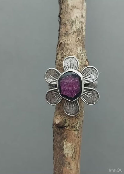 Magic Heart - Ruby Trapiche Sterling Silver Ring