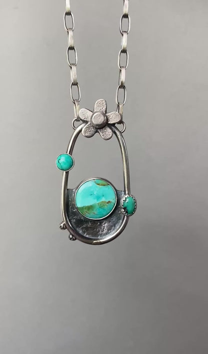 Memory of the Blooms - Turquoise Sterling Silver Necklace
