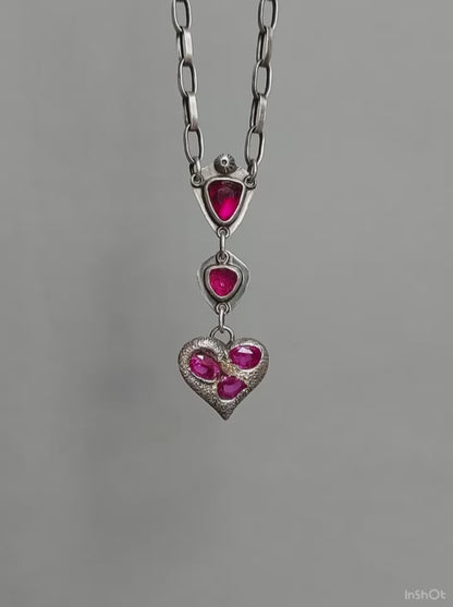 Delving Within - Tourmaline and Sapphire Sterling Silver Necklace