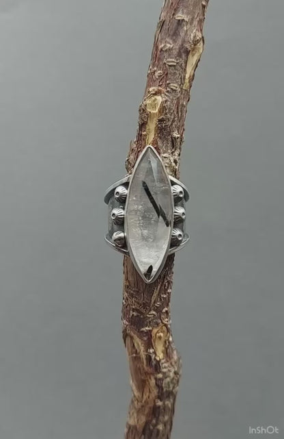 The Light of a Galaxy - Tourmalated Quartz Sterling Silver Ring